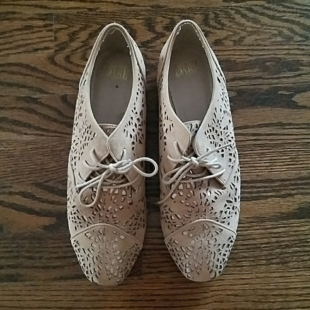 Gold Suede Lace-Up Shoes